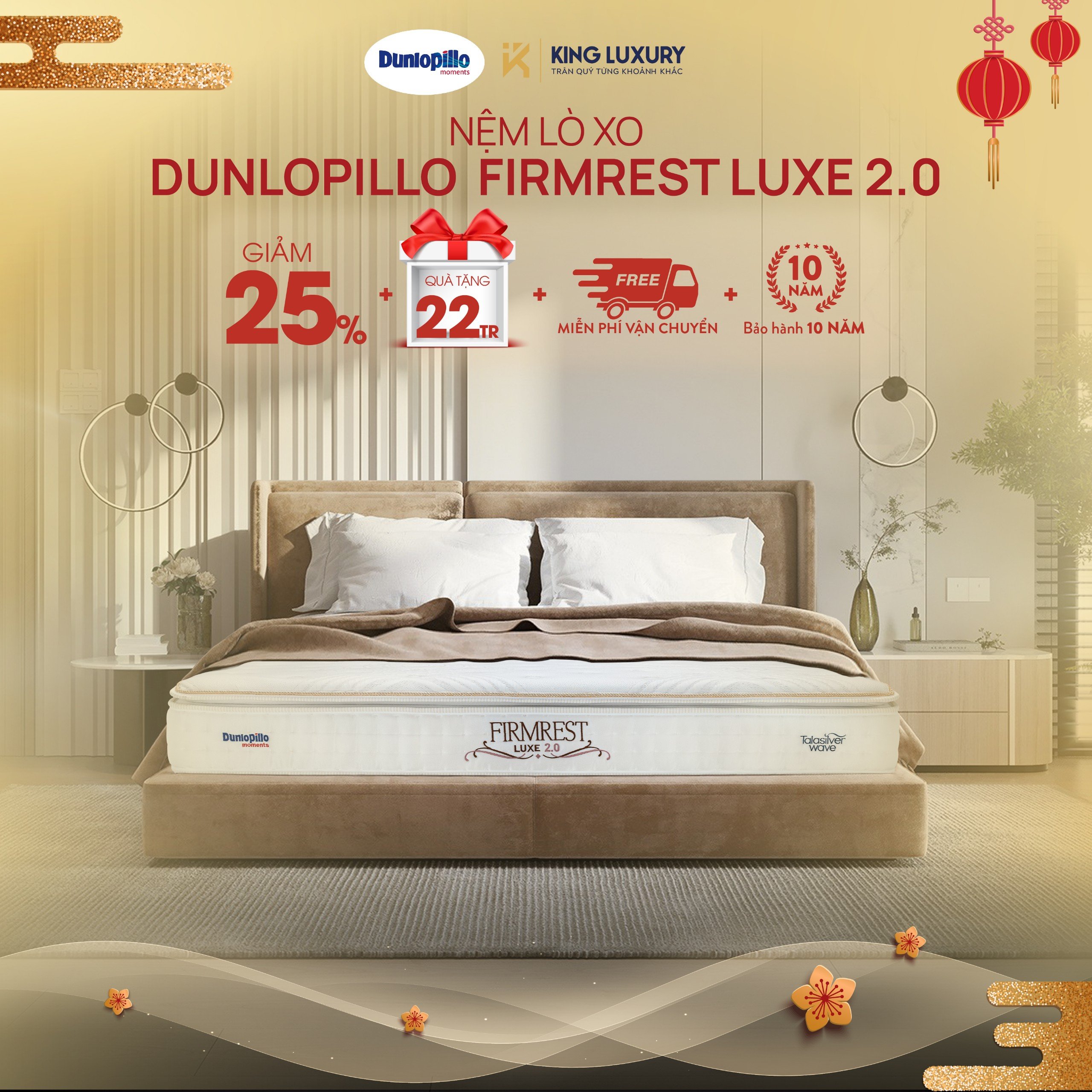 Nệm lò xo Dunlopillo Firmrest Luxe 2.0 
Giảm 25% + Quà tặng lên tới 22 triệu