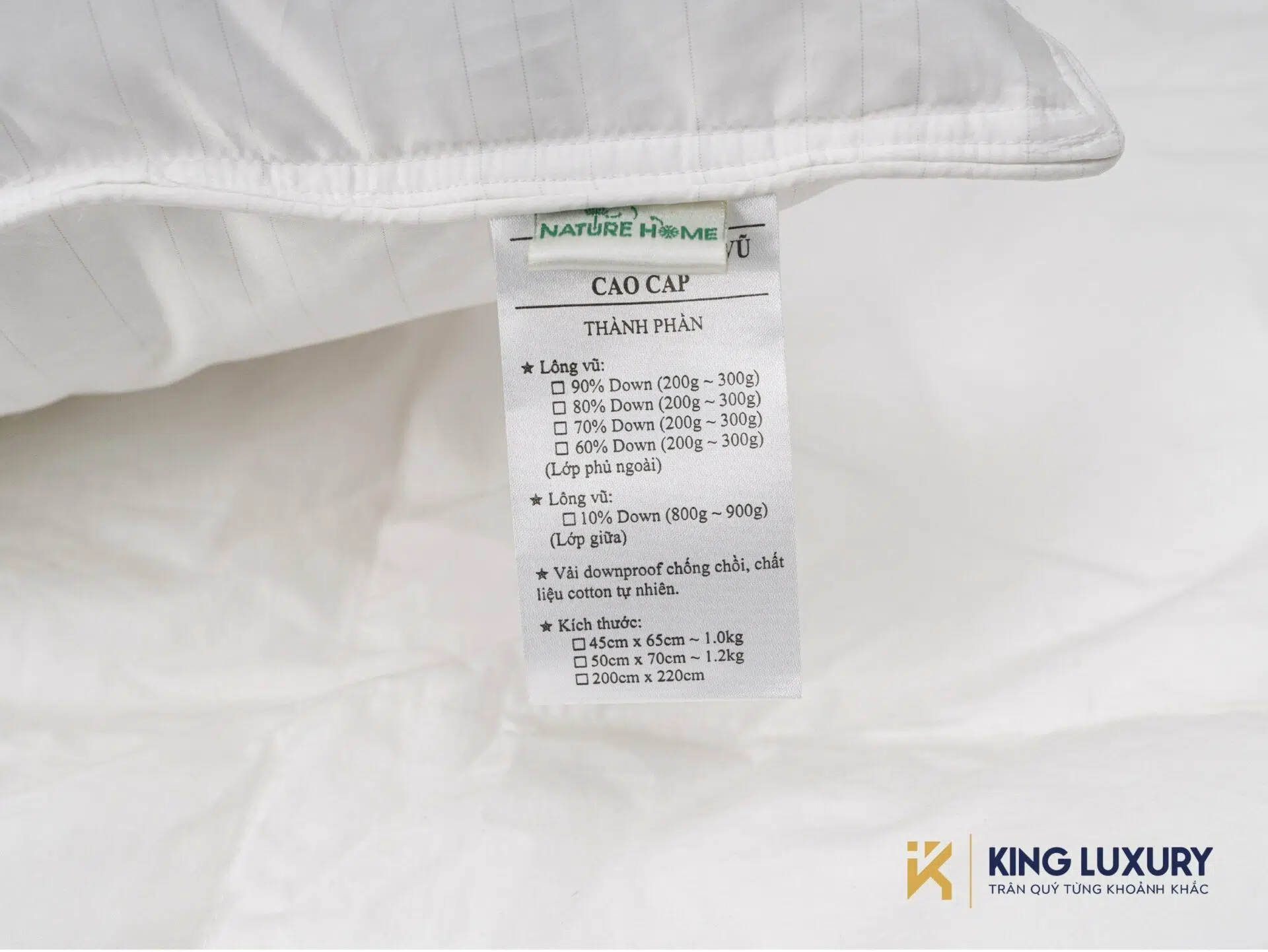 Ruột gối lông vũ Nature Home (90/10) - Ảnh 4
