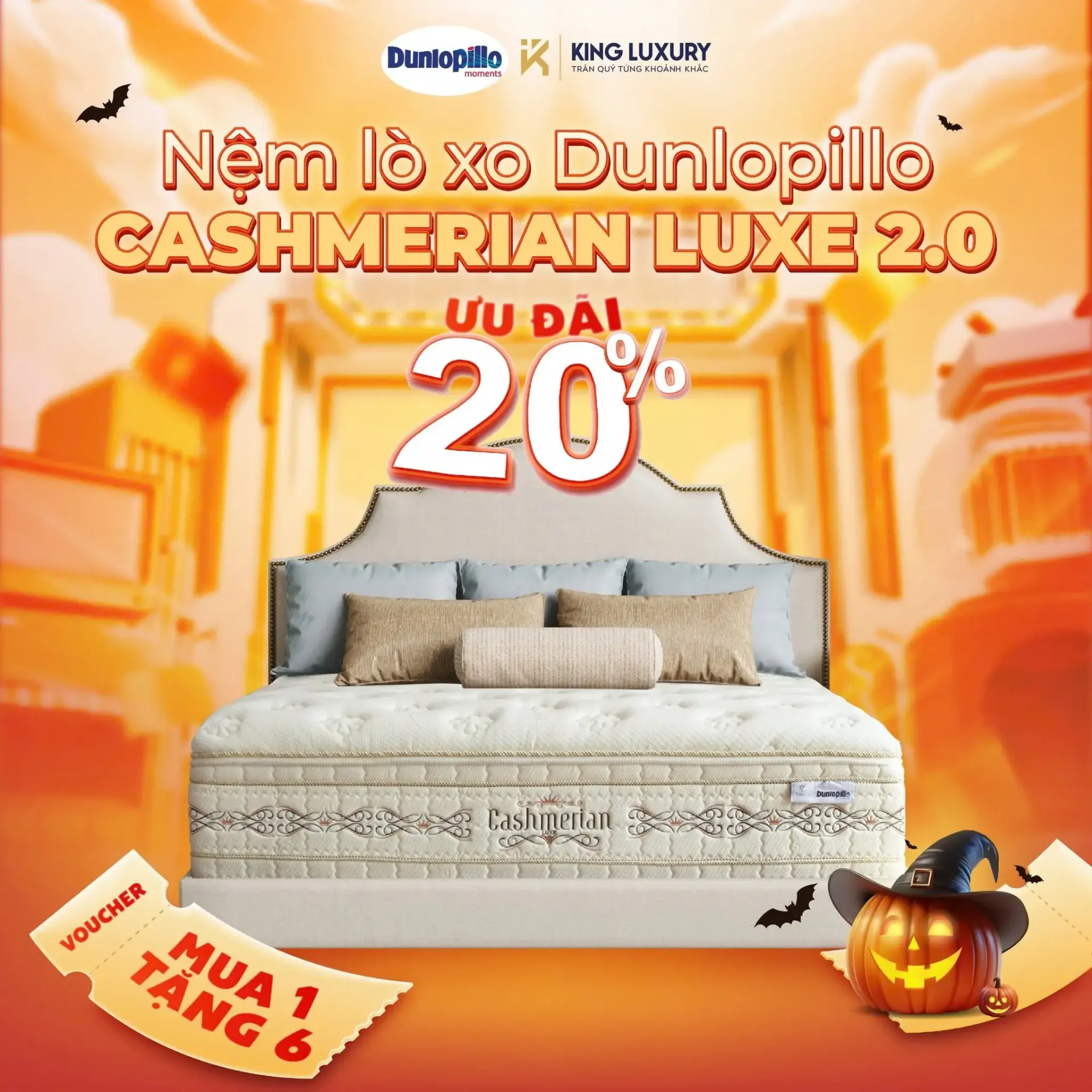 Nệm Cashmreian Luxe 2.0 - Ưu đãi 20%  + Mua 01 tặng 06