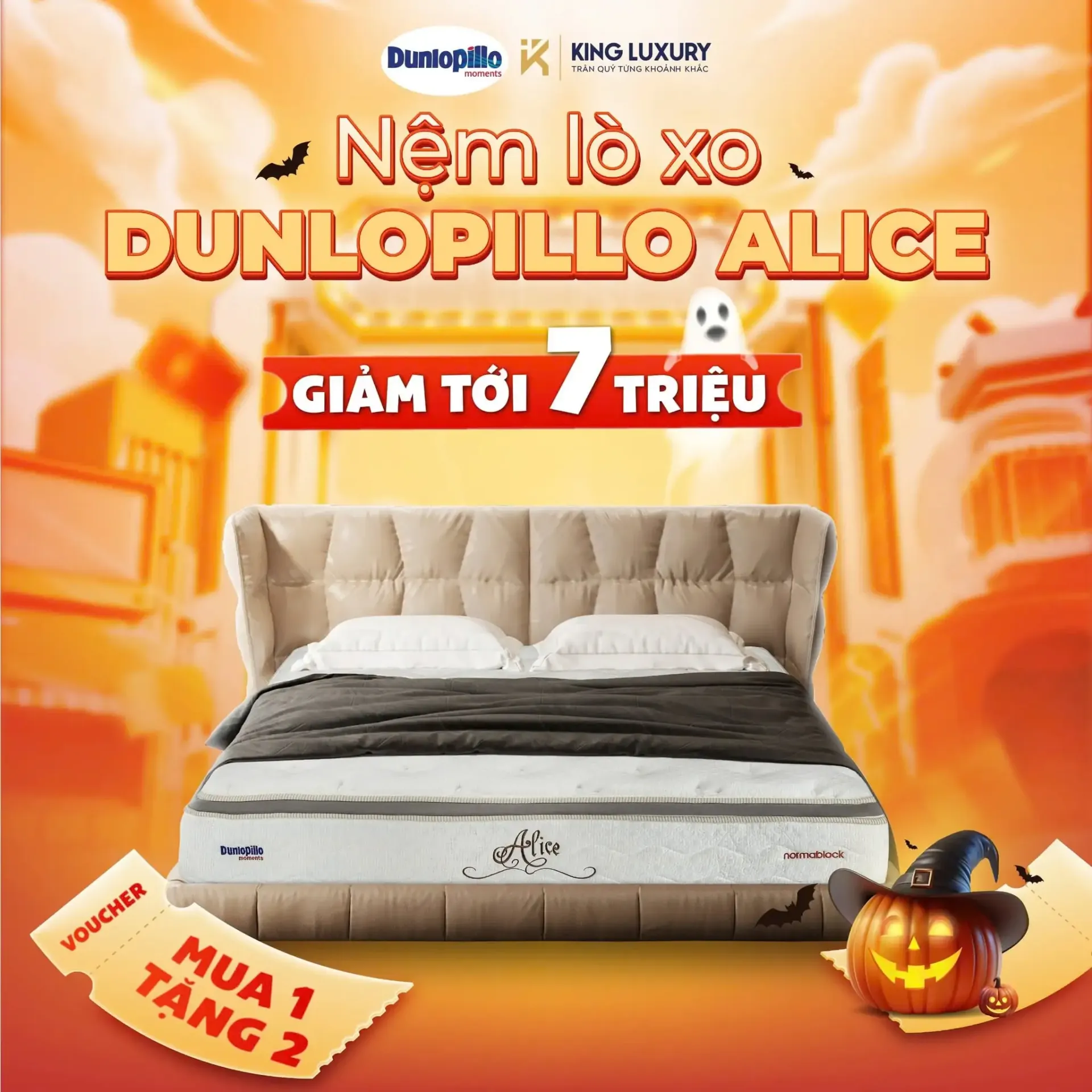 Nệm lò xo Dunlopillo Alice - Giảm tới 07 triệu + Mua 01 tặng 02