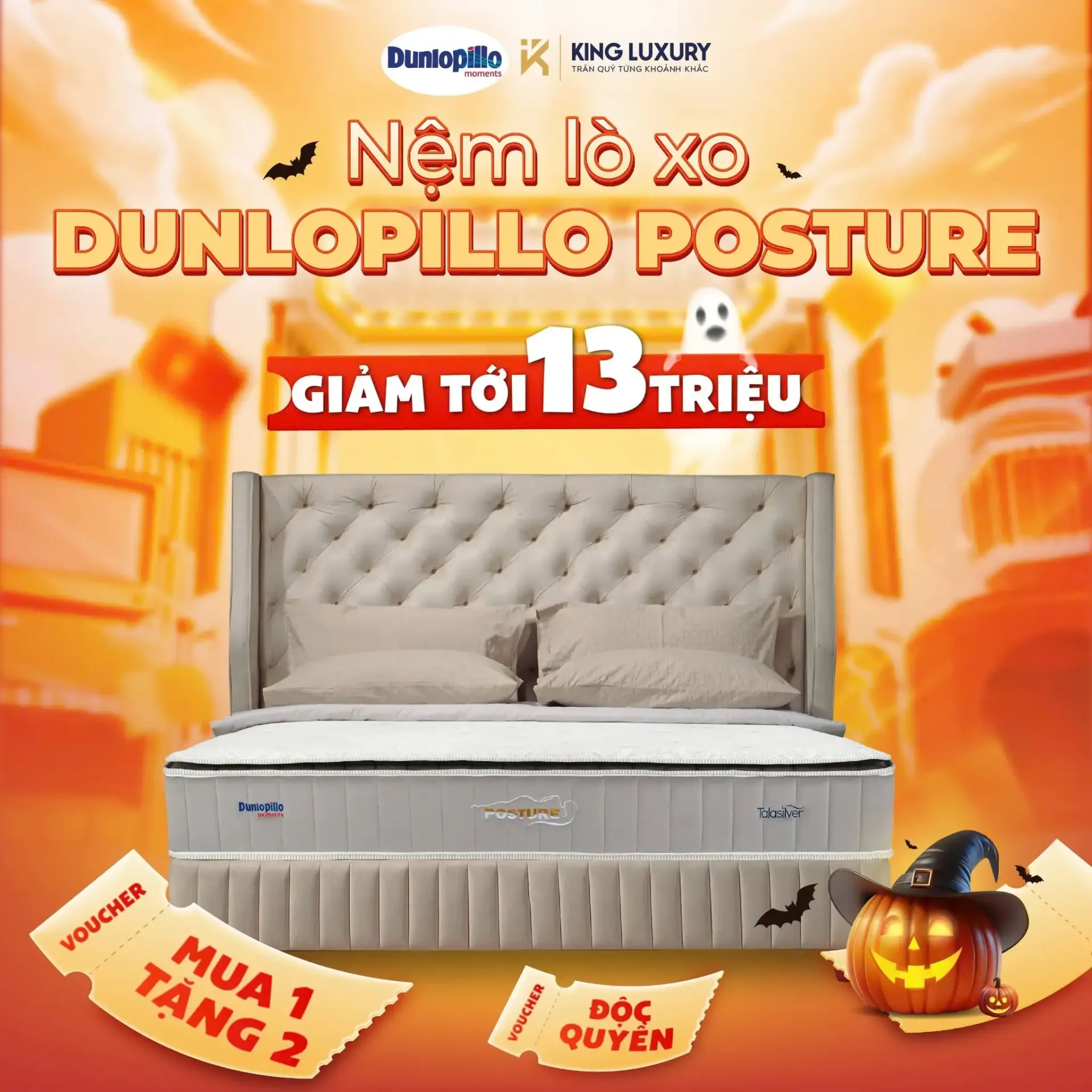 Nệm lò xo Dunlopillo Posture - Giảm tới 13 triệu + Mua 01 tặng 02