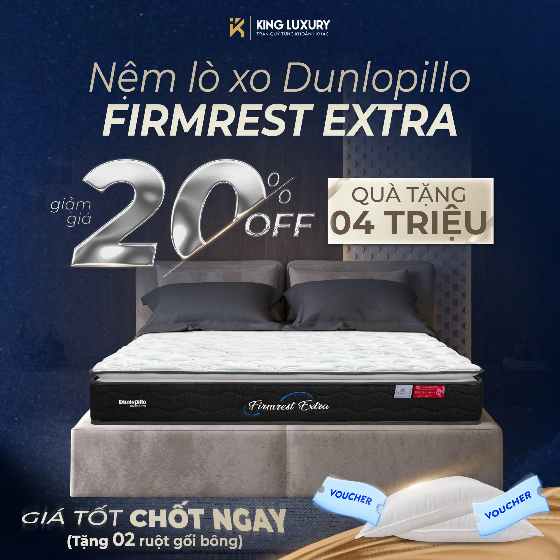 Nệm lò xo Dunlopillo Firmrest Extra - Giảm 20% + Quà tặng 04 triệu