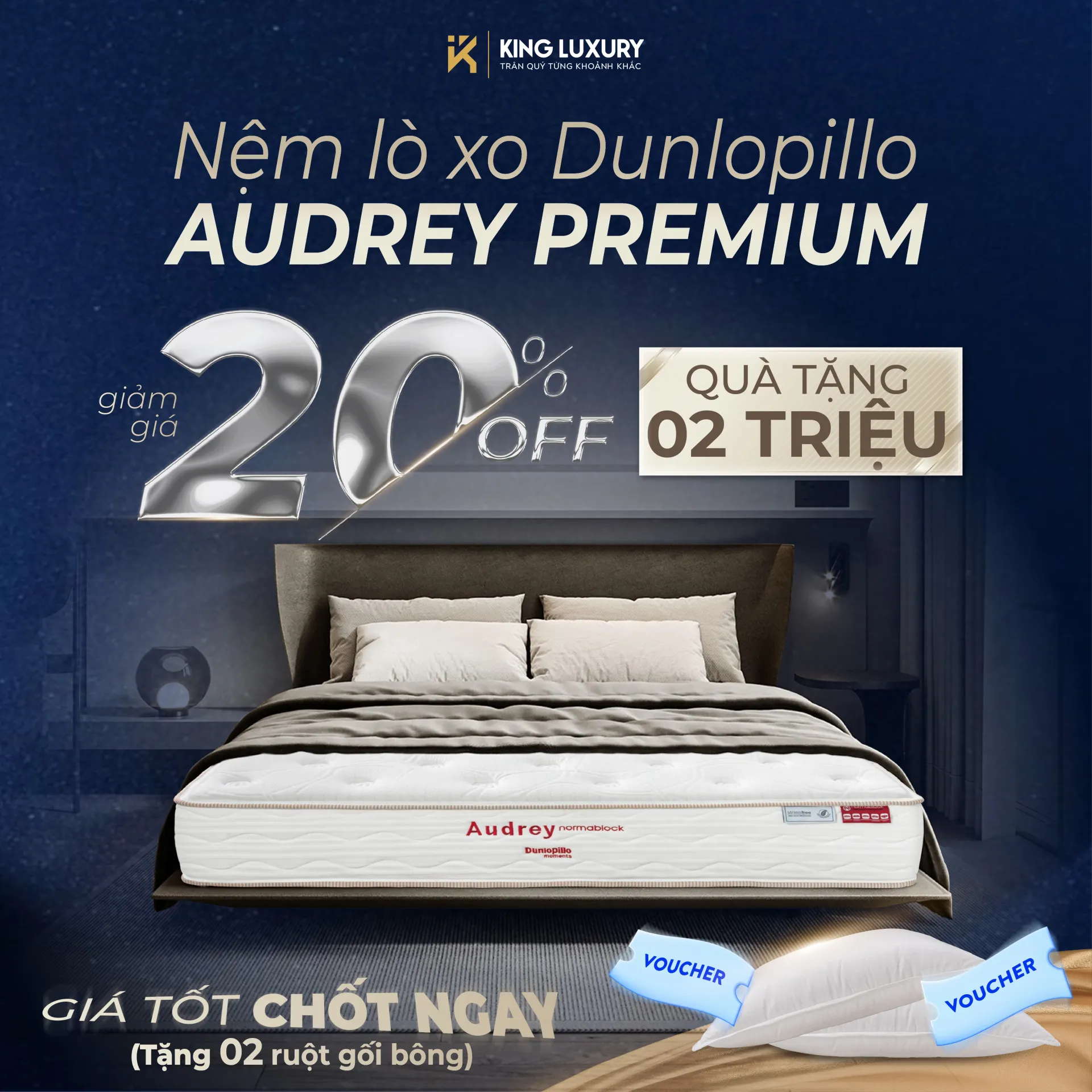 Nệm lò xo Dunlopillo Audrey Premium - Giảm 20% + Quà tặng 02 triệu