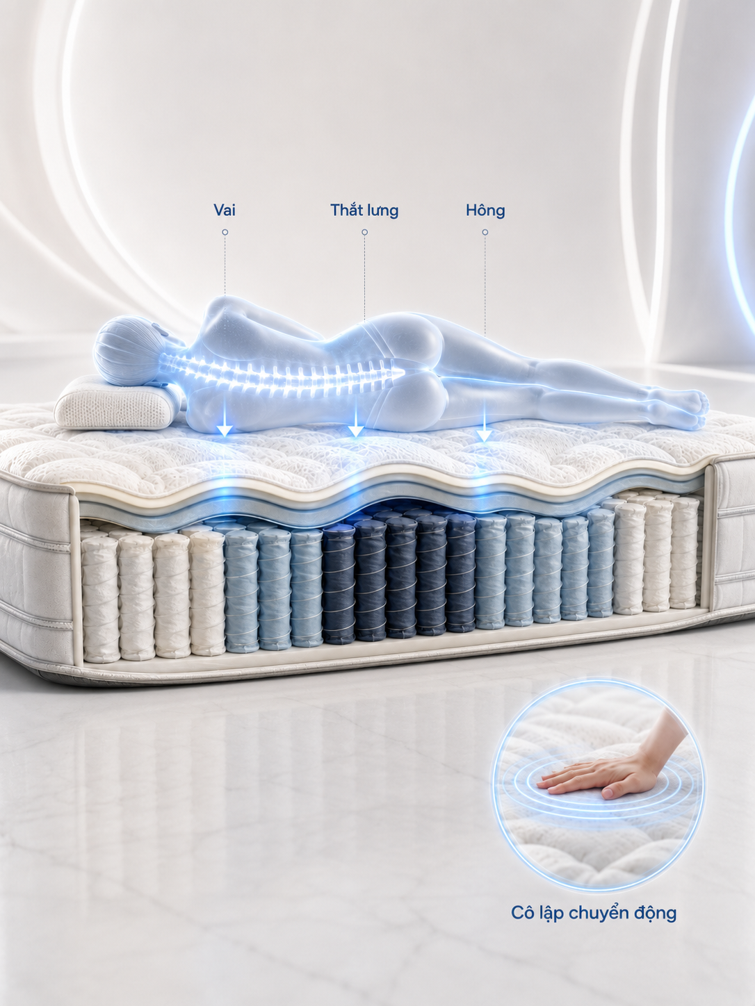 Công nghệ Multi-IPS 3-5 Zone của Dunlopillo – ảnh slider dọc