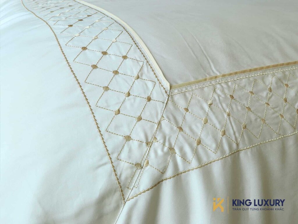 Bộ chăn ga Nature Home Tencel Cotton Caro Vàng Kem 2023
