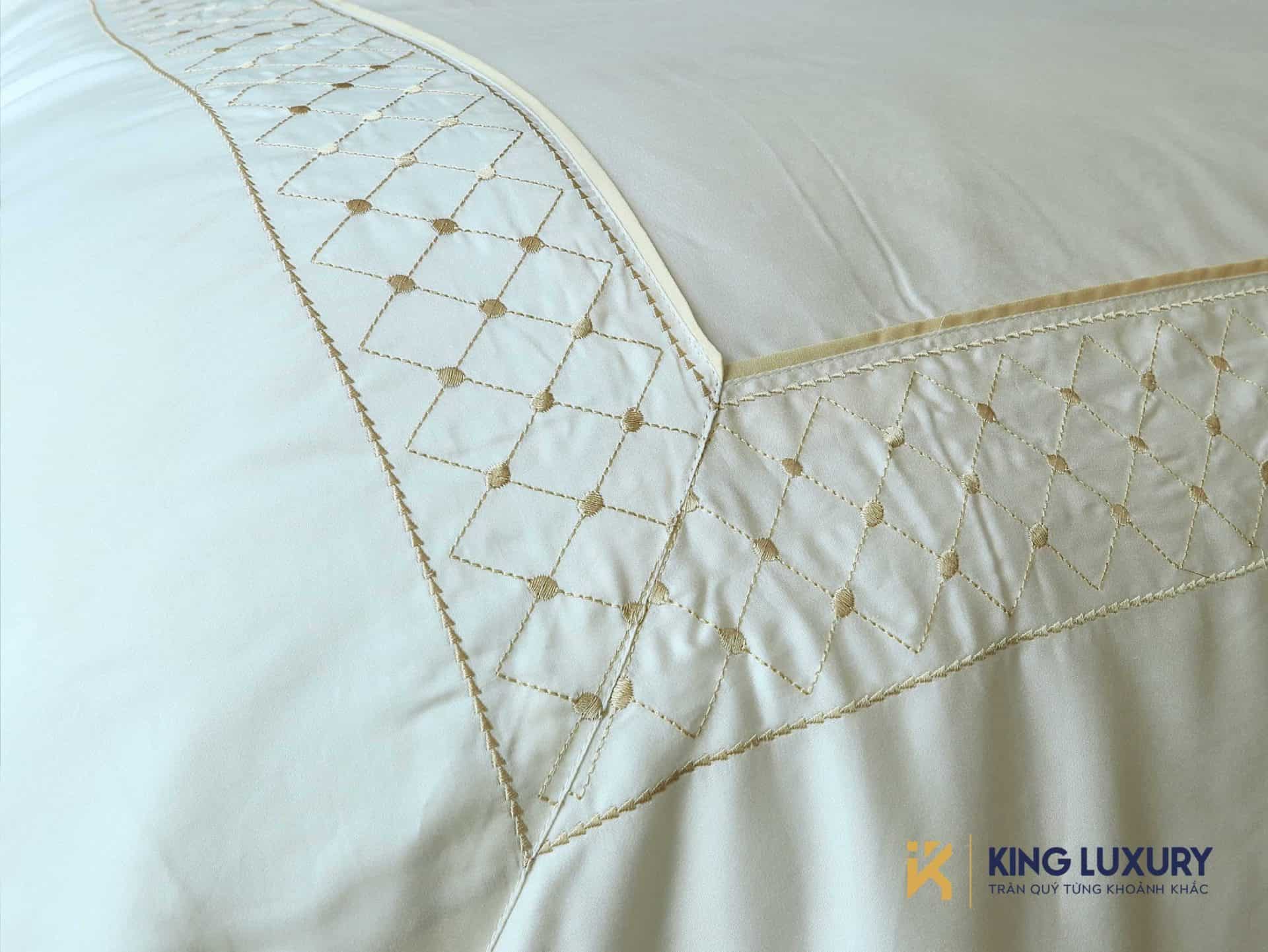 Bộ chăn ga Nature Home Tencel Cotton Caro Vàng Kem 2023