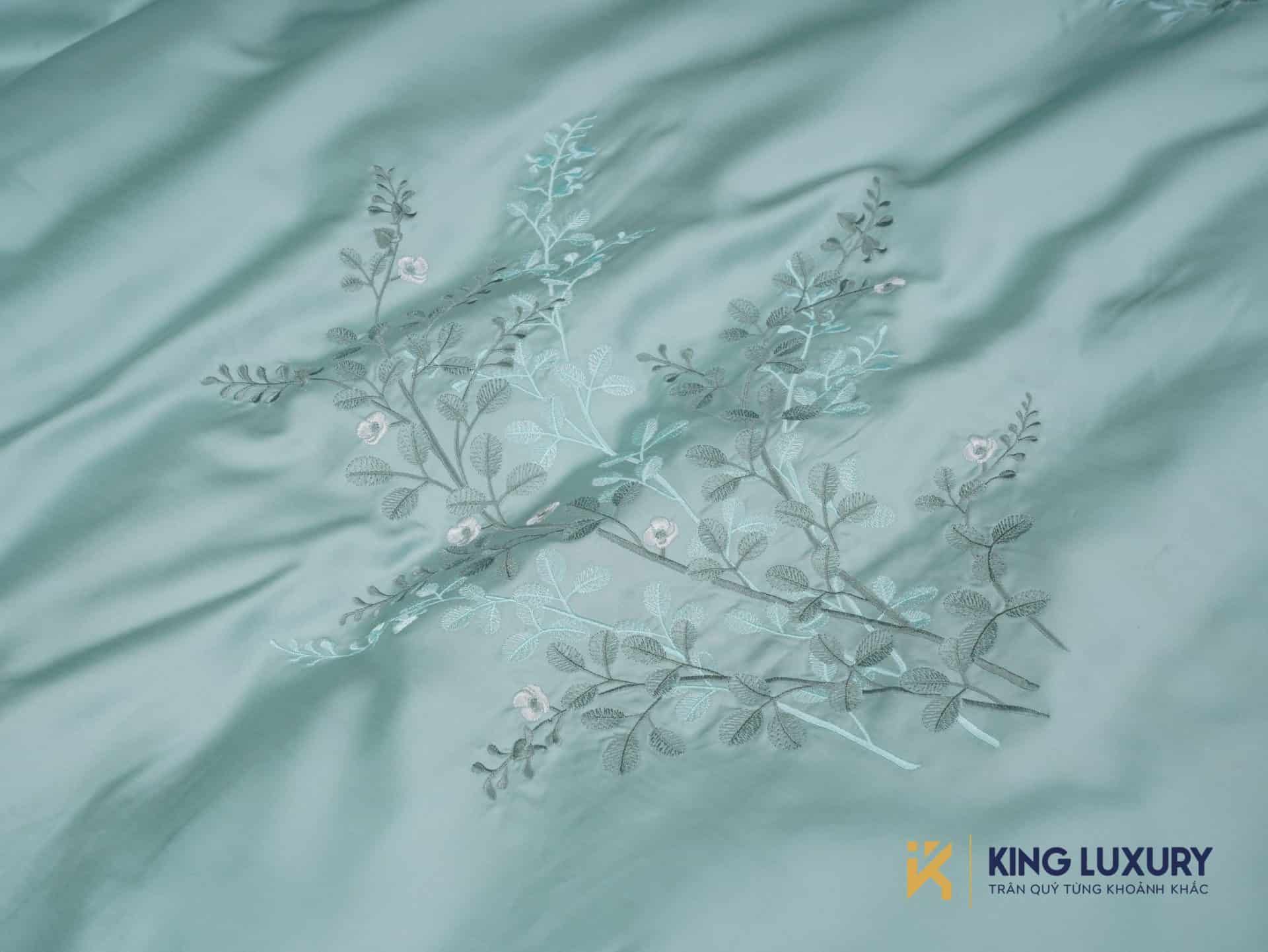 Bộ chăn ga Tencel Nature Home Anh Đào Xanh Ngọc Luxe