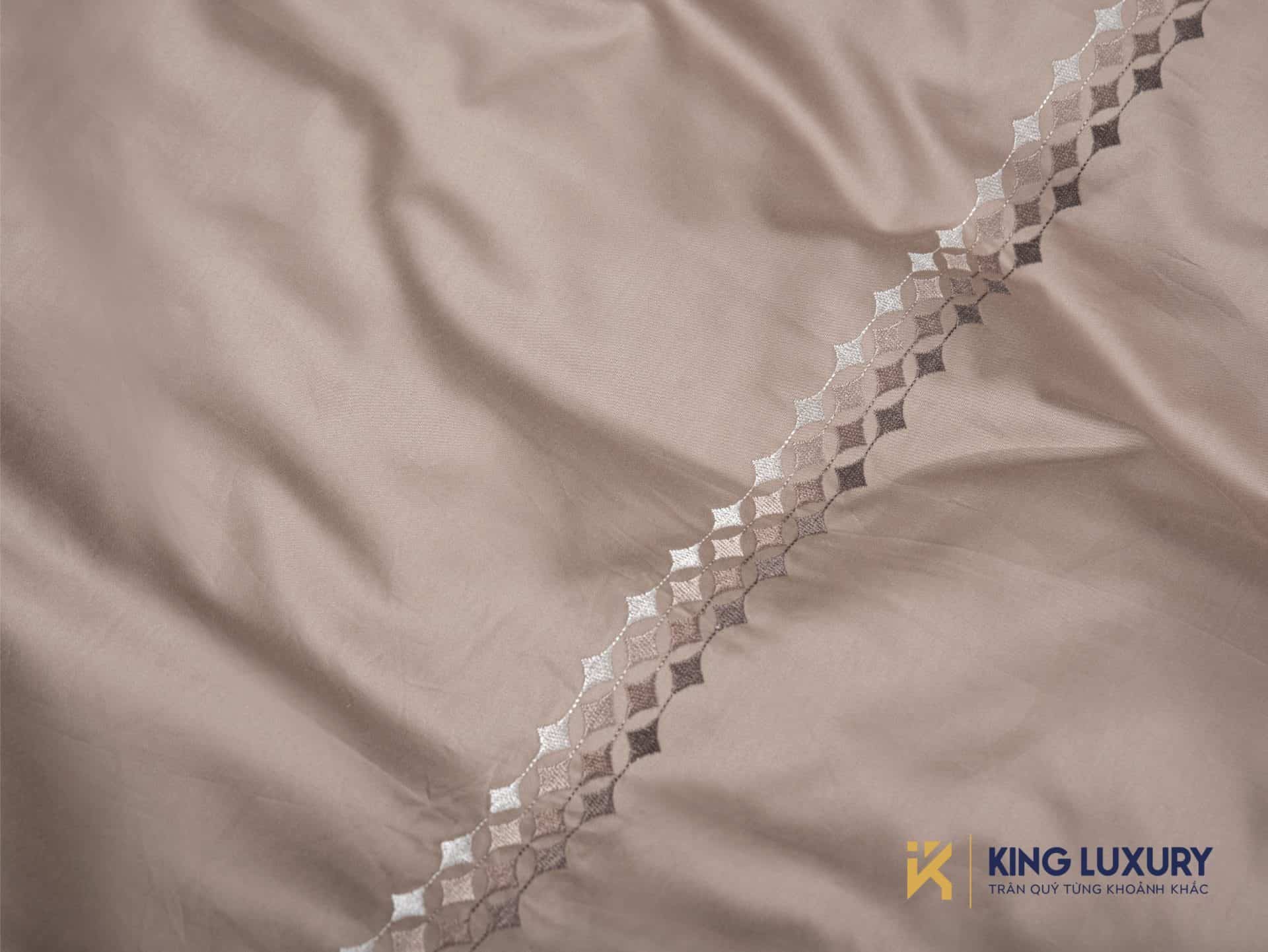 Bộ chăn ga Nature Home Cotton Kim Cương Nâu Kem Luxe