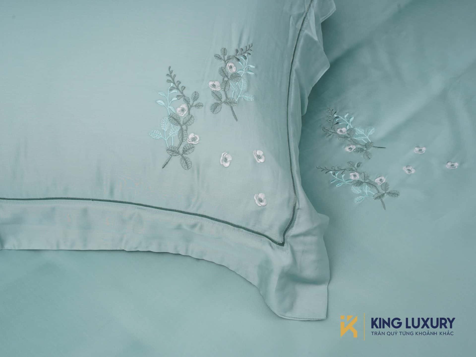 Bộ chăn ga Tencel Nature Home Anh Đào Xanh Ngọc Luxe