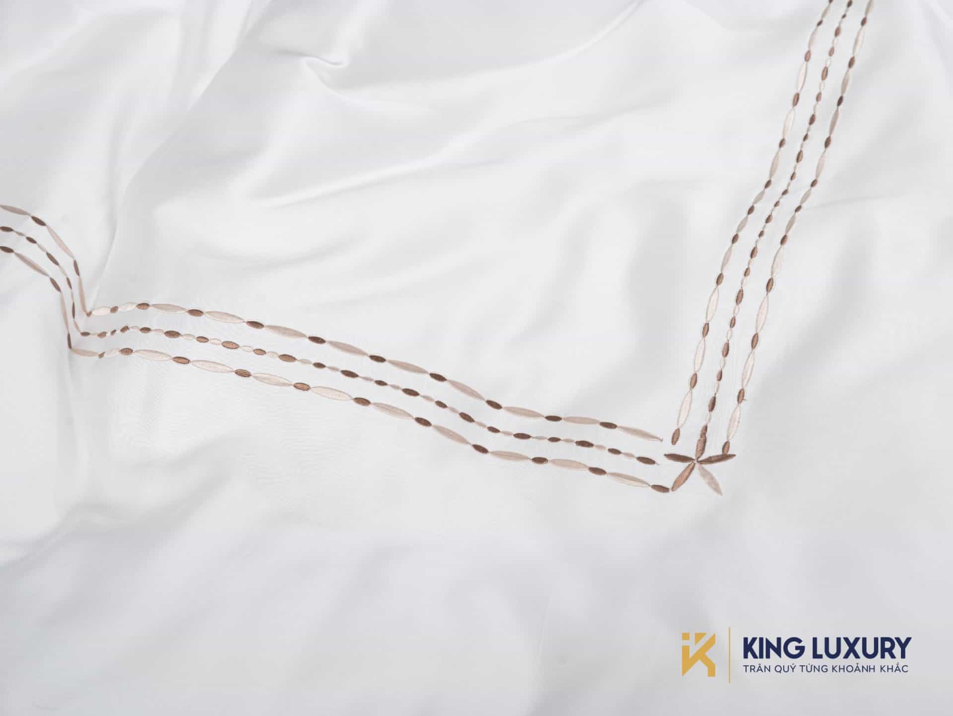 Bộ chăn ga Nature Home Tencel Cotton Trắng Chuỗi Ngọc Luxe