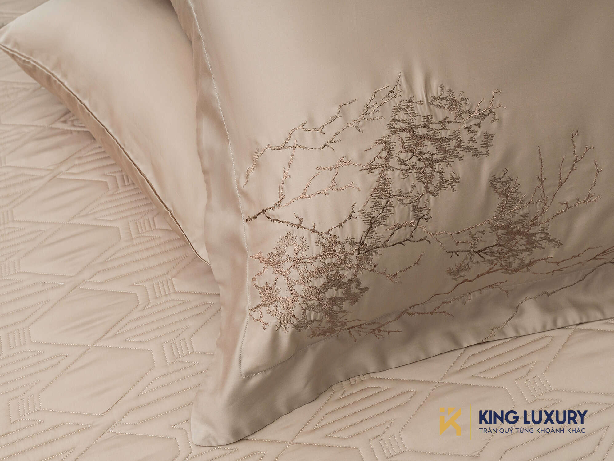 Bộ chăn ga Nature Home Tencel Larose Nâu