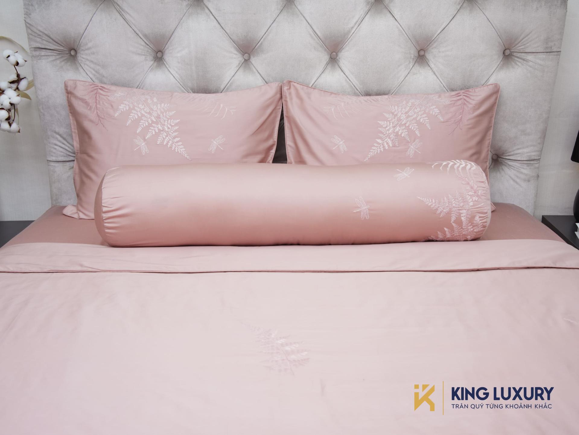 Bộ chăn ga Nature Home Standard Tencel Cotton Dương Xỉ Hồng