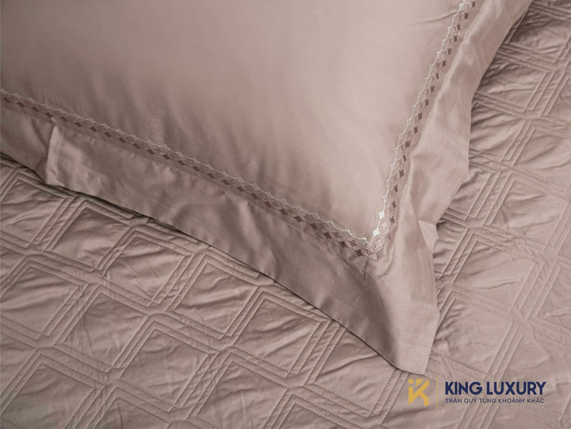Bộ chăn ga Nature Home Cotton Kim Cương Nâu Kem Luxe