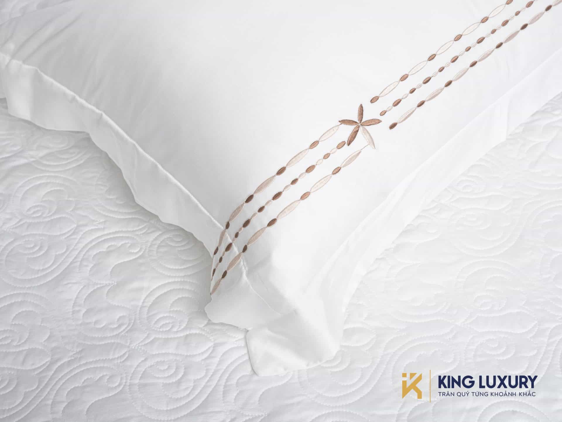 Bộ chăn ga Nature Home Tencel Cotton Trắng Chuỗi Ngọc Luxe