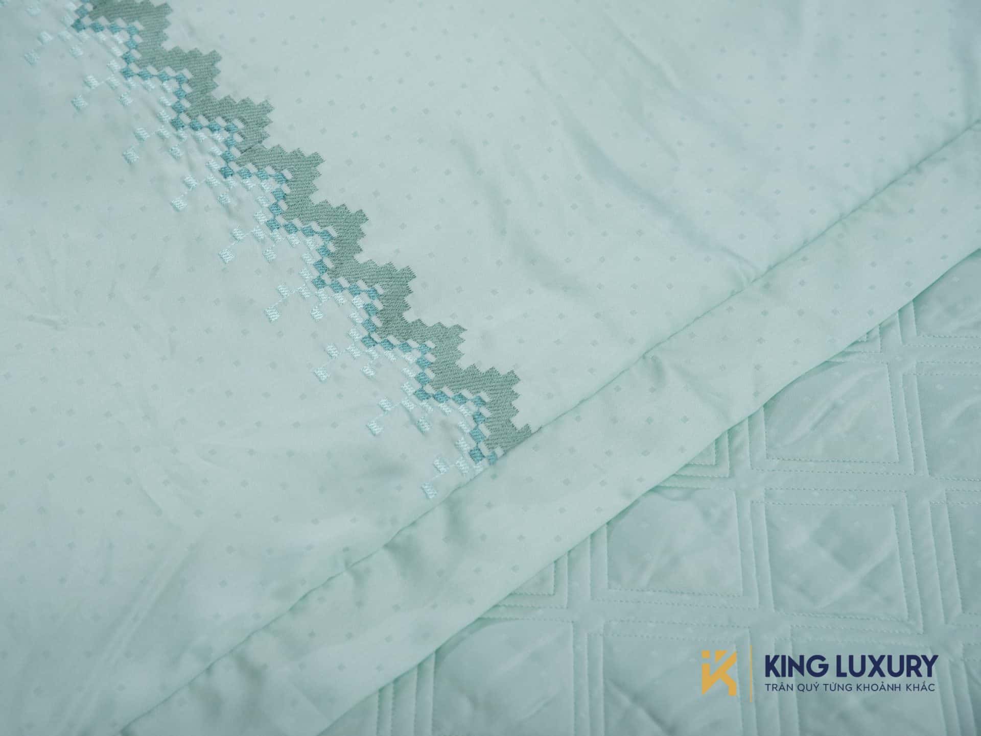 Bộ chăn ga Nature Home Tencel Ma Trận Xanh Hoa Dệt