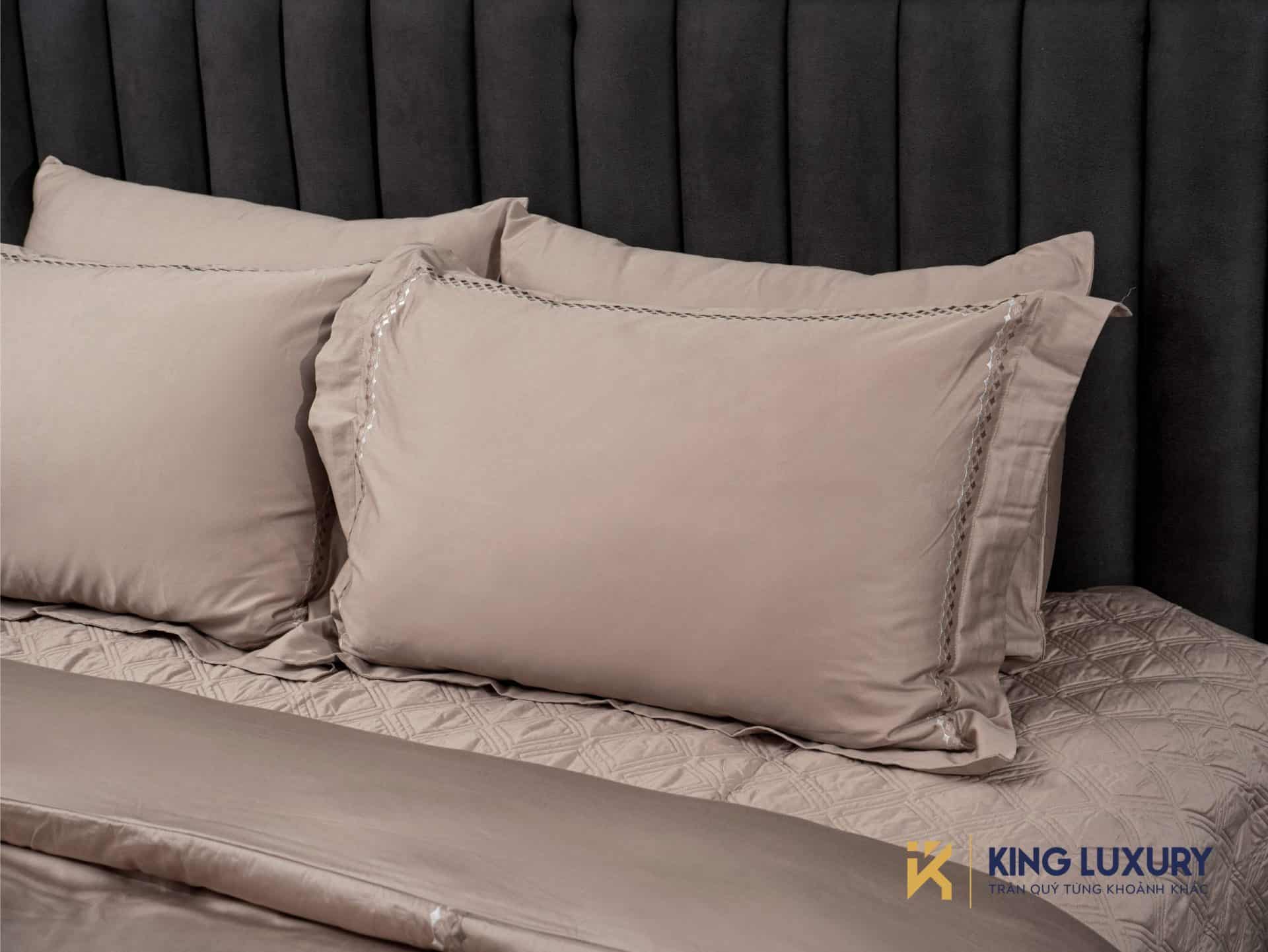 Bộ chăn ga Nature Home Cotton Kim Cương Nâu Kem Luxe