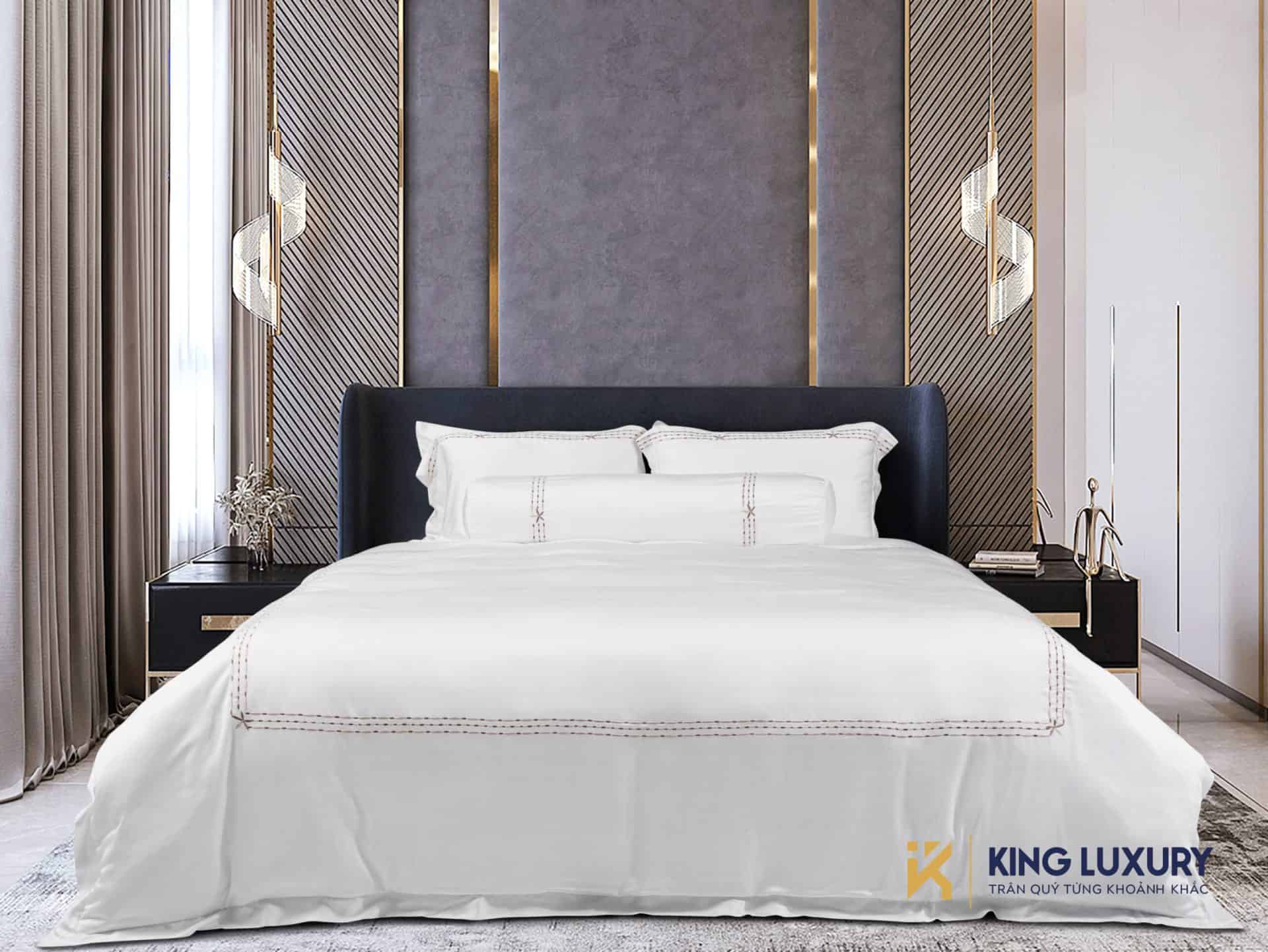 Bộ chăn ga Nature Home Tencel Cotton Trắng Chuỗi Ngọc Luxe