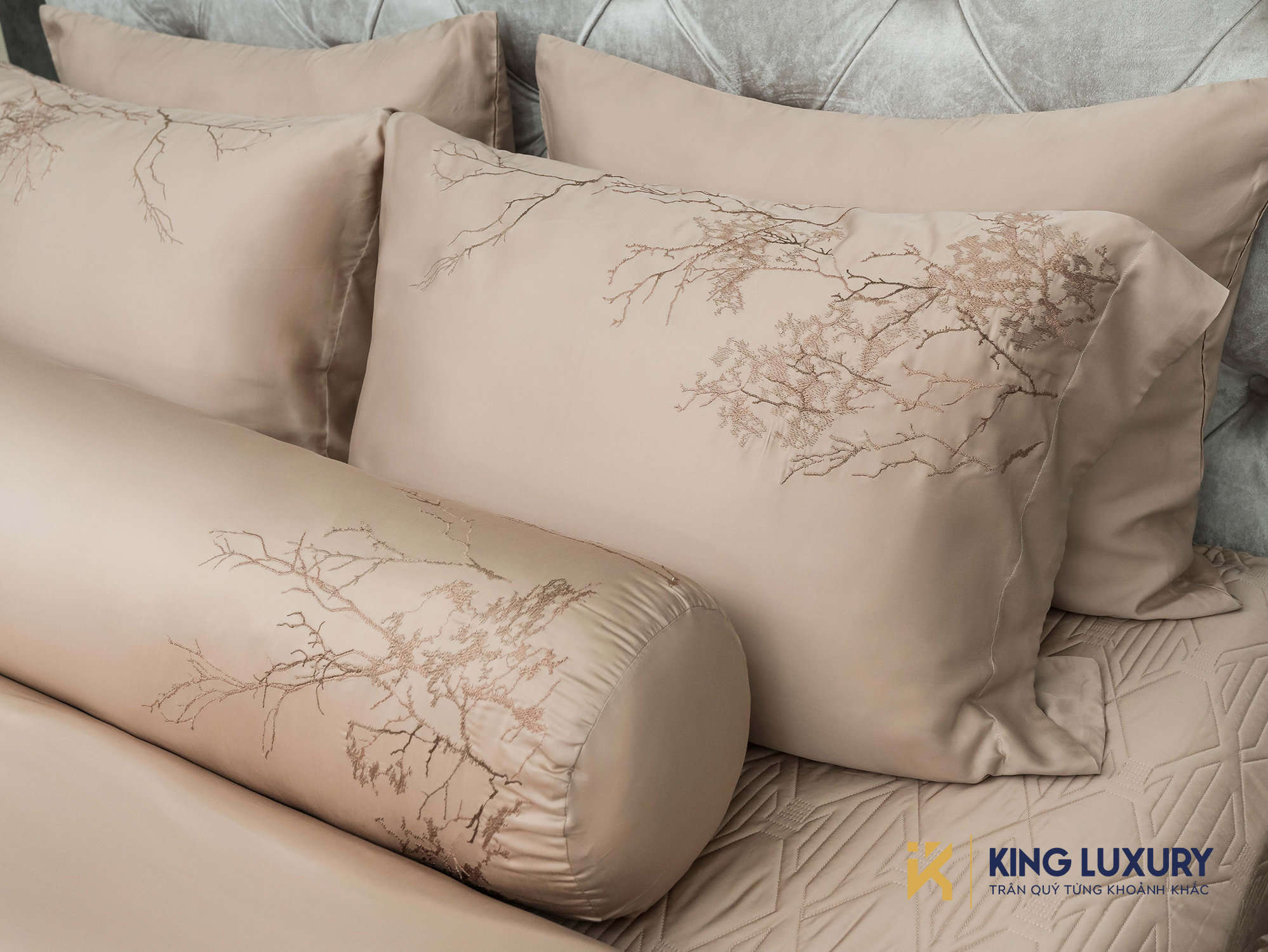 Bộ chăn ga Nature Home Tencel Larose Nâu
