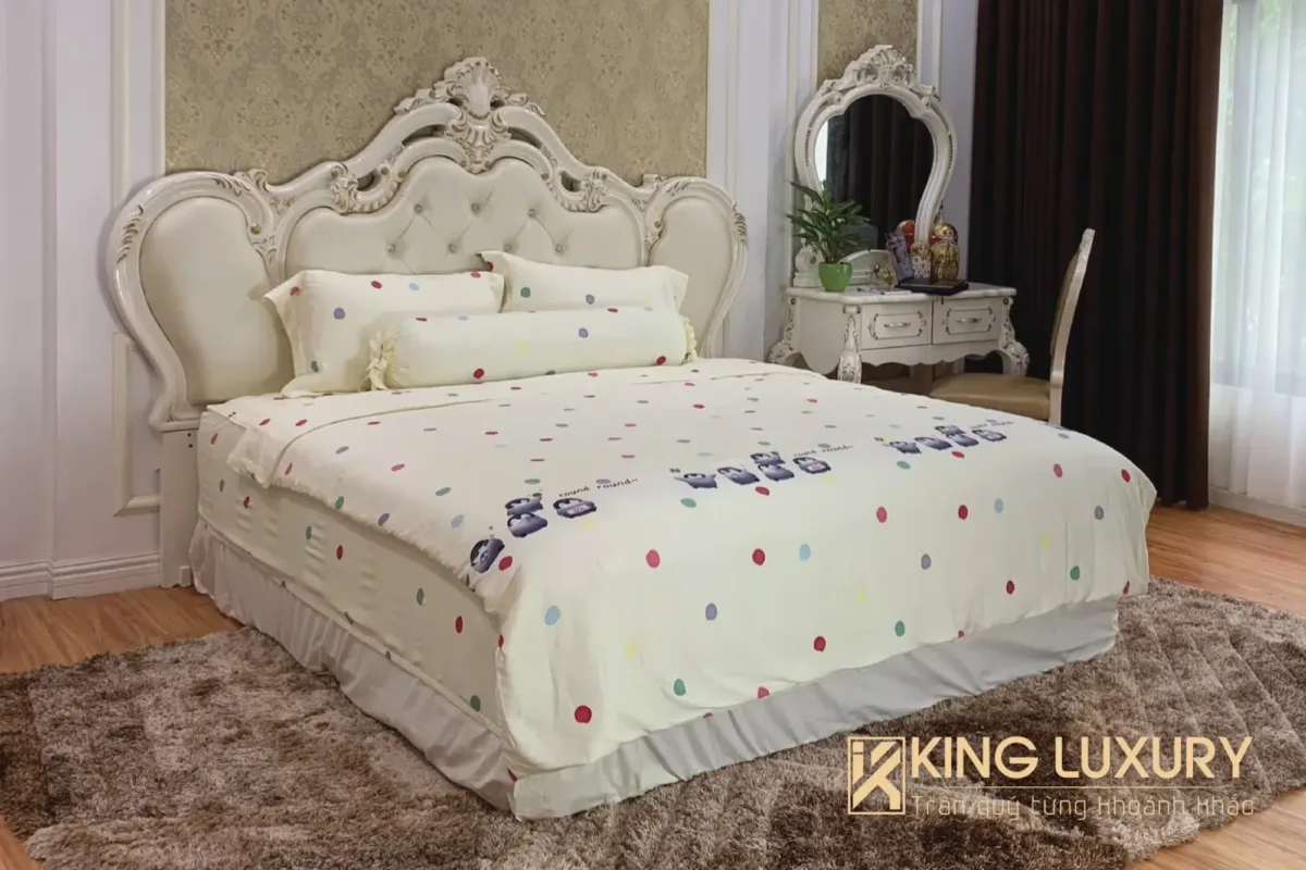 Bộ chăn ga Katakura Tencel Chấm Bi Kem