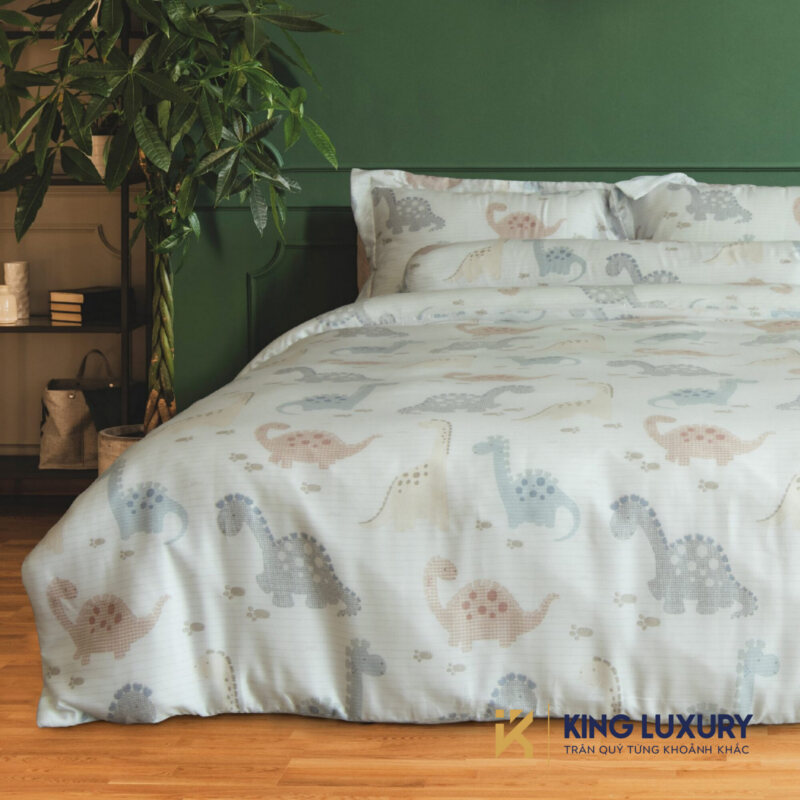 Bộ chăn ga Katakura Tencel Gia đình khủng long