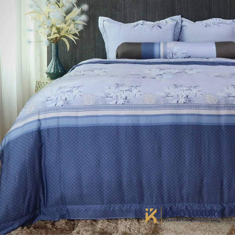 Bộ chăn ga Katakura Tencel Hoa Bình Minh Xanh