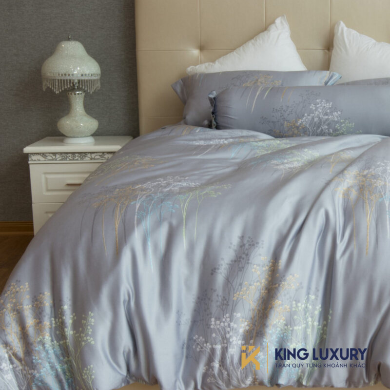 Bộ chăn ga Katakura Tencel Pro Baby Ngũ sắc Ghi Xanh