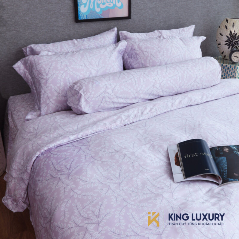 Bộ chăn ga Katakura Tencel Pro Phủ Bạch Diệp Baby Hồng