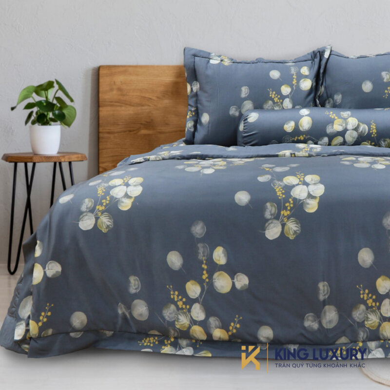 Bộ chăn ga Katakura Tencel Pro Phủ Cây Mơ Màng Xanh
