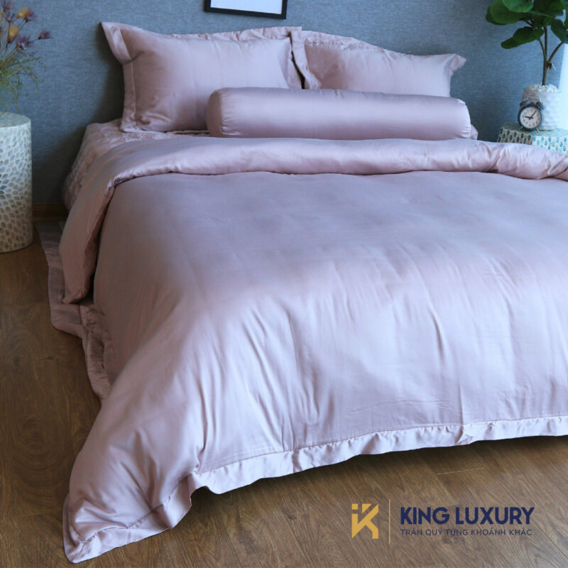 Bộ chăn ga Katakura Tencel Pro Phủ Tình Si Hồng Nhạt