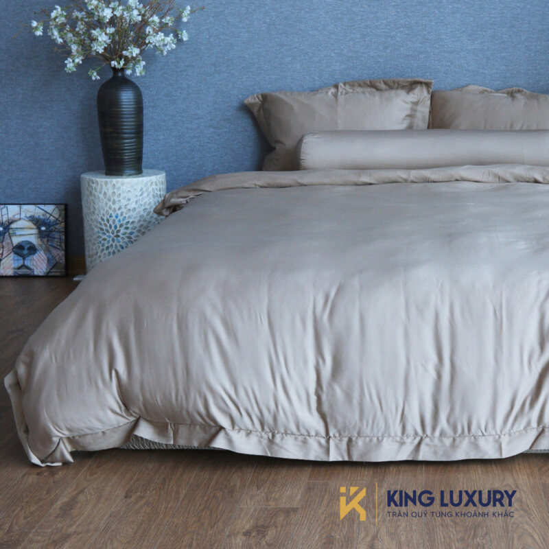 Bộ chăn ga Katakura Tencel Pro Tình Si Nâu Nhạt