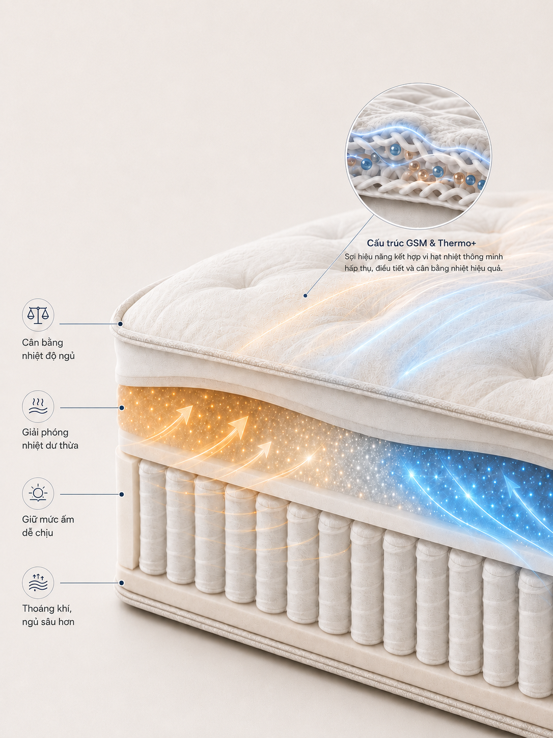 Công nghệ GSM Thermo+ của Dunlopillo – ảnh slider dọc