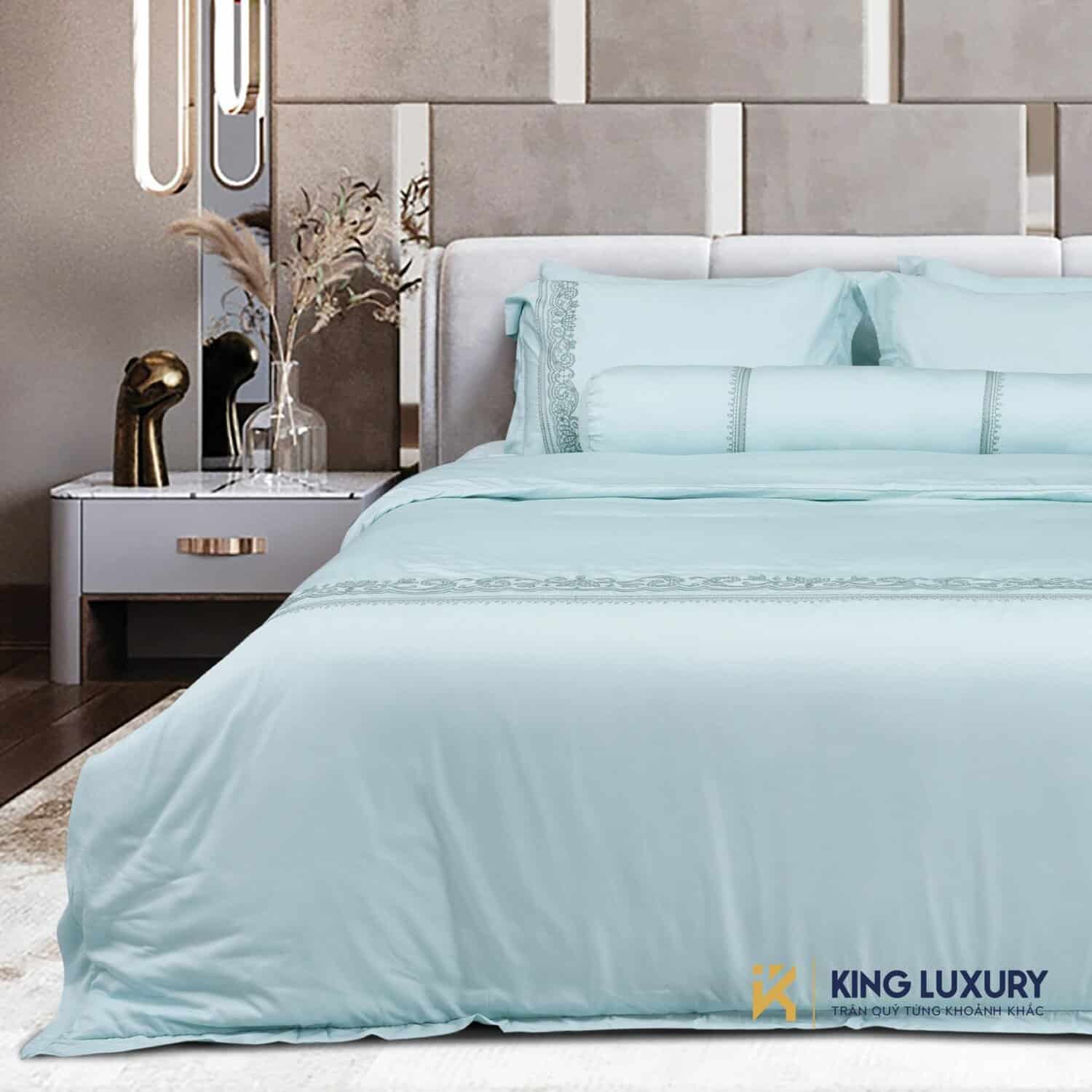 Bộ chăn ga Nature Home Tencel Họa Tiết Xanh Ngọc – RXT01