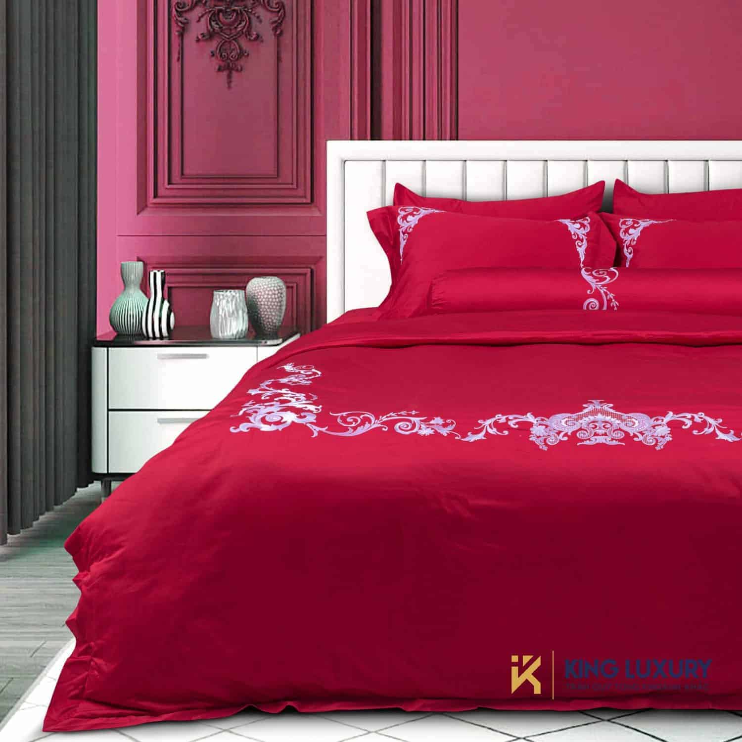Bộ chăn ga Nature Home Cotton Đỏ Cổ Điển