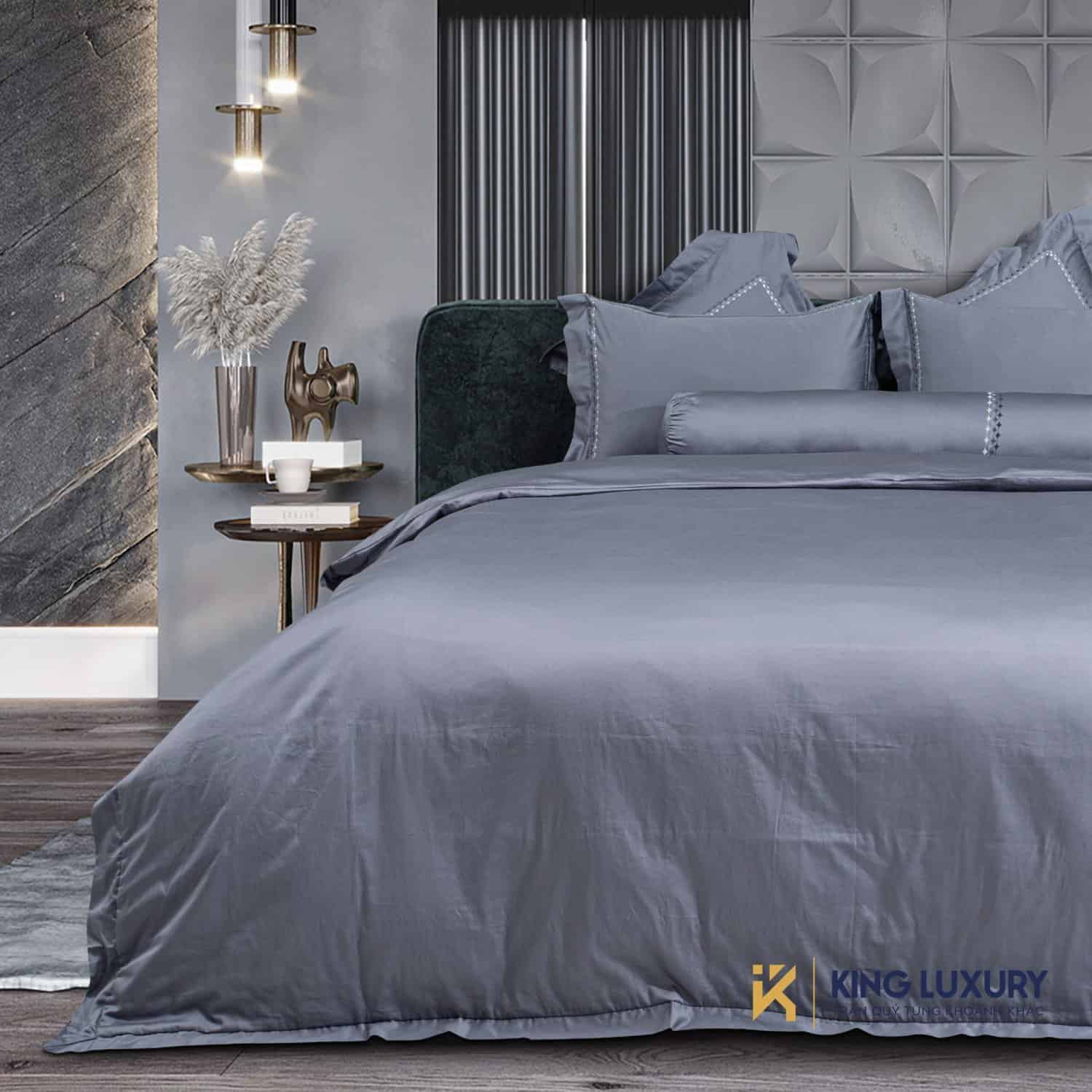 Bộ chăn ga Nature Home Cotton Kim Cương Ghi Đậm