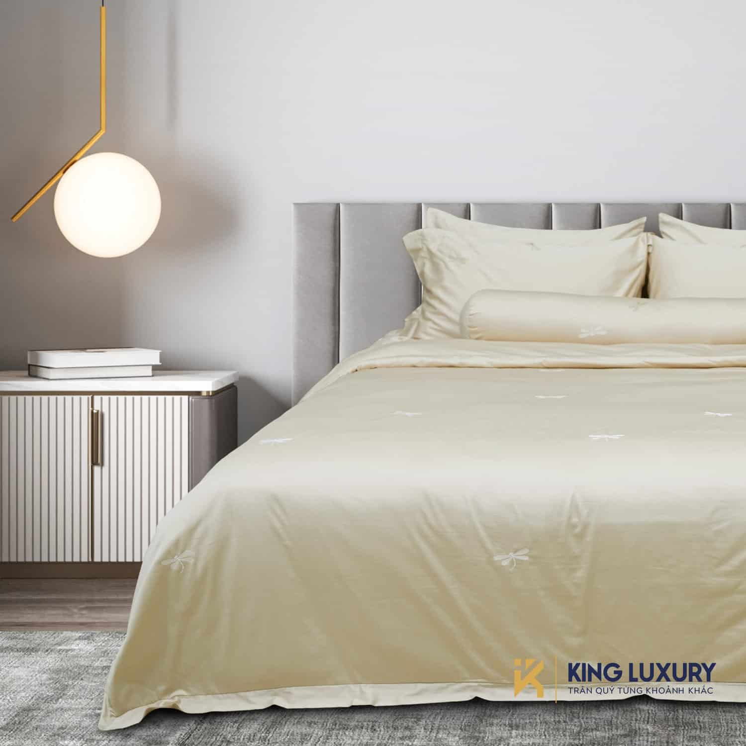 Bộ chăn ga Nature Home Cotton Chuồn Chuồn Kem