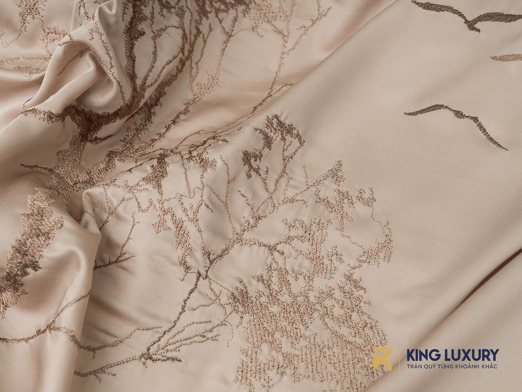 Bộ chăn ga Nature Home Tencel Cotton Larose Trắng