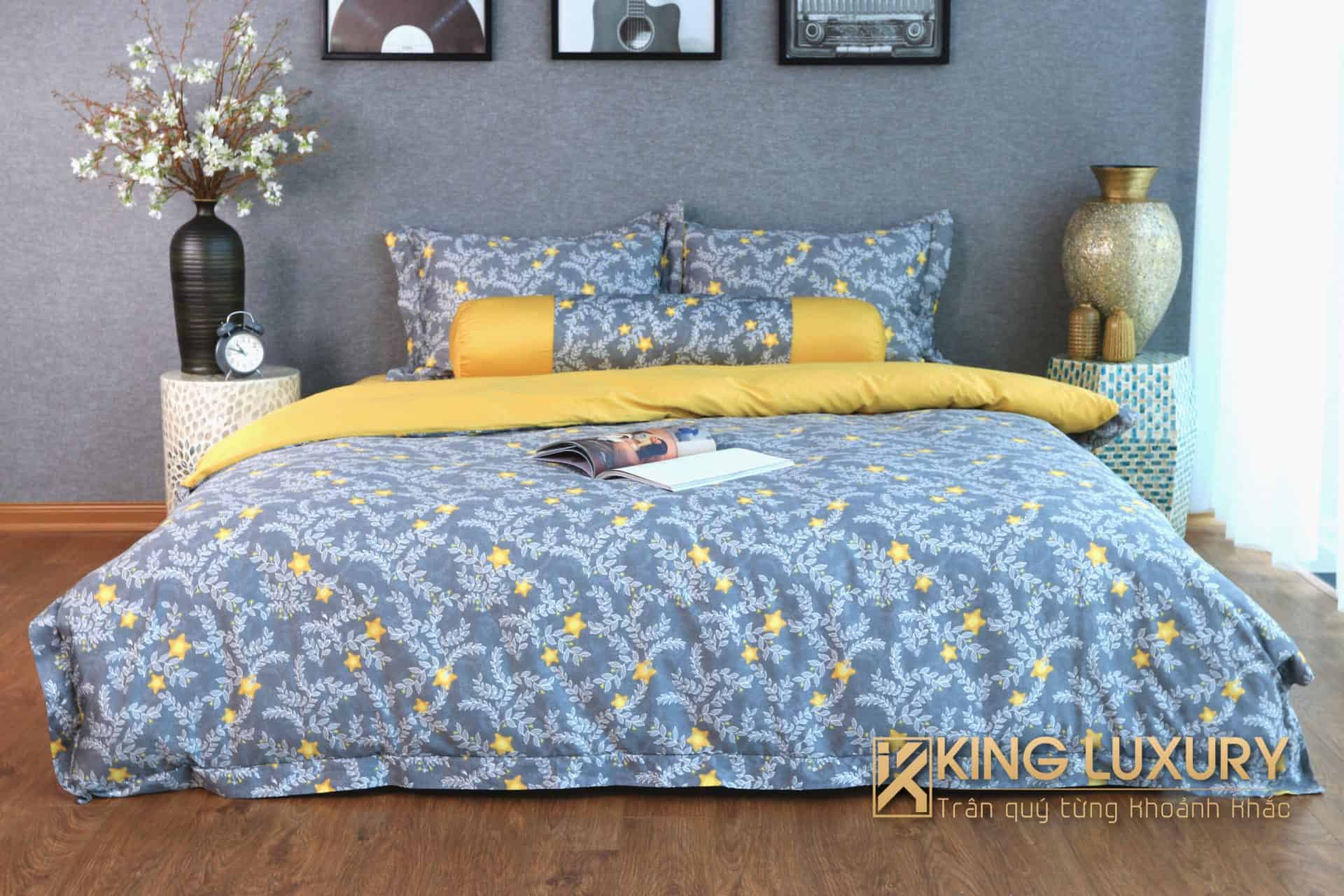Bộ chăn ga Katakura Cotton Vàng Hoa Mai
