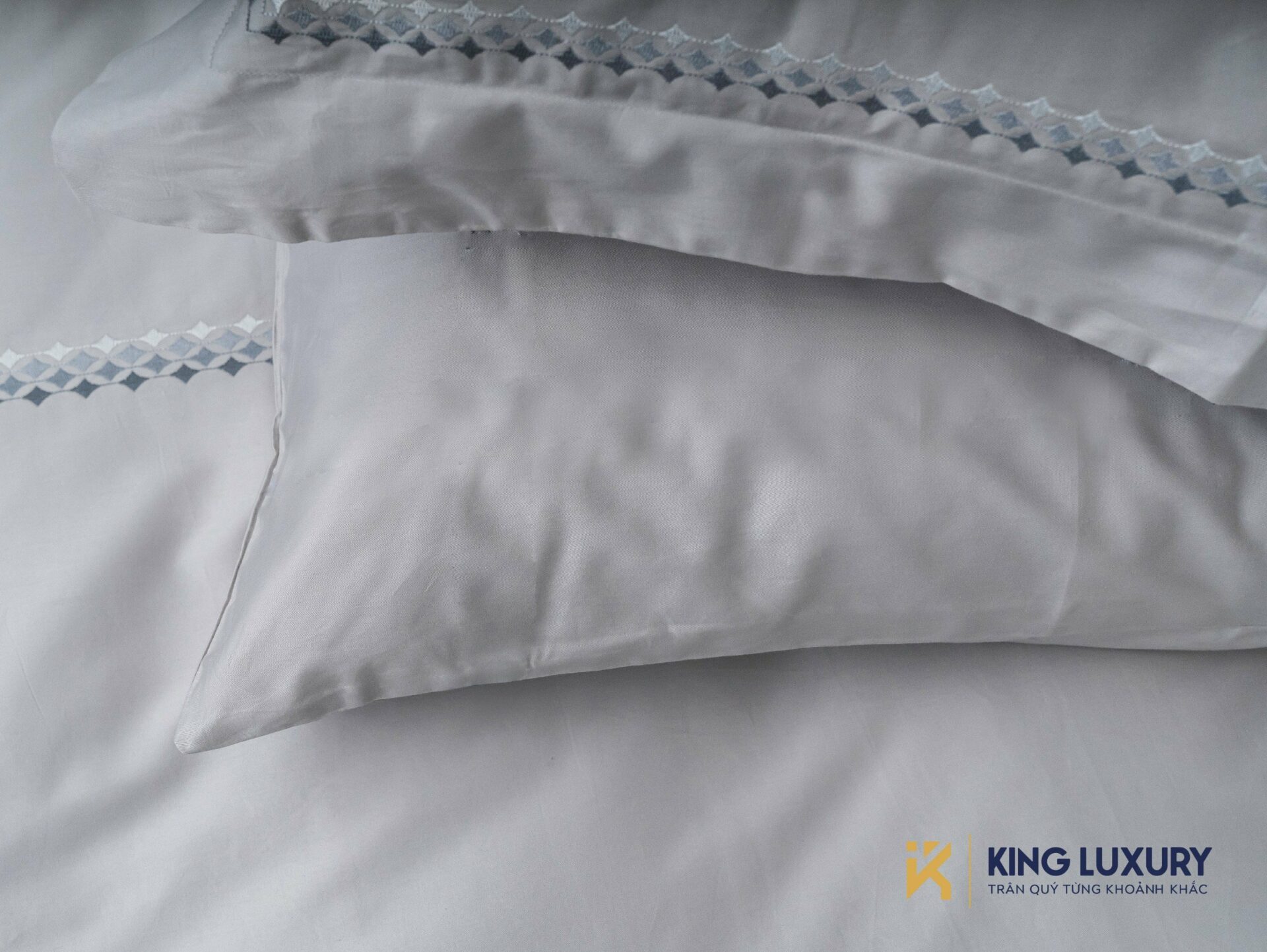 Bộ chăn ga Nature Home Cotton Kim Cương Ghi Sáng