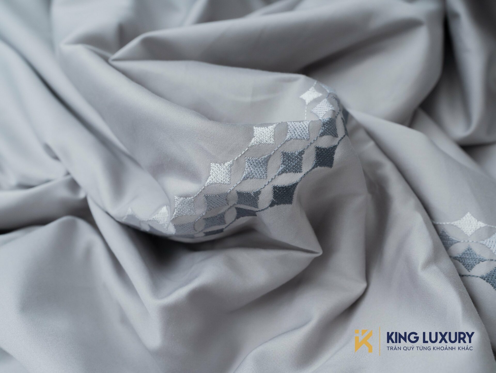 Bộ chăn ga Nature Home Cotton Kim Cương Ghi Sáng