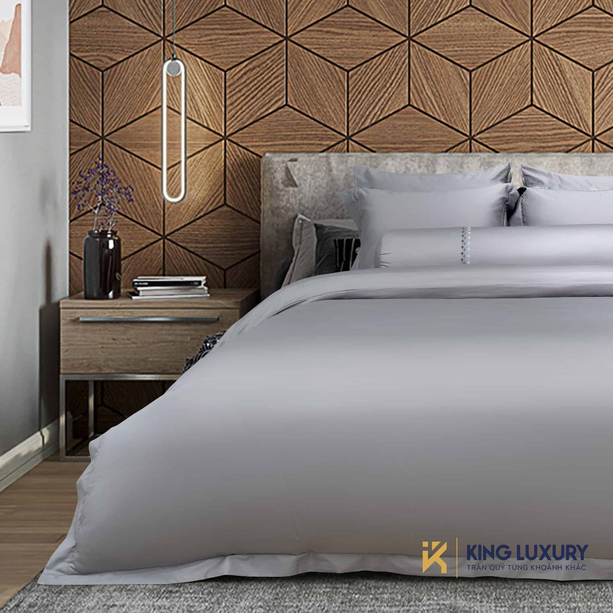 Bộ chăn ga Nature Home Cotton Kim Cương Ghi Sáng