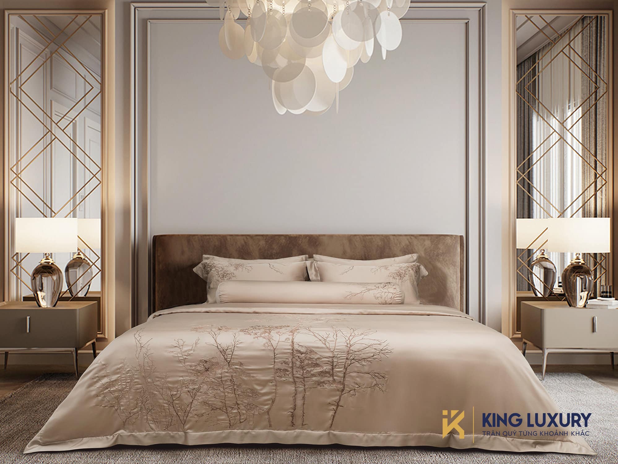Bộ chăn ga Nature Home Tencel Cotton Larose Trắng
