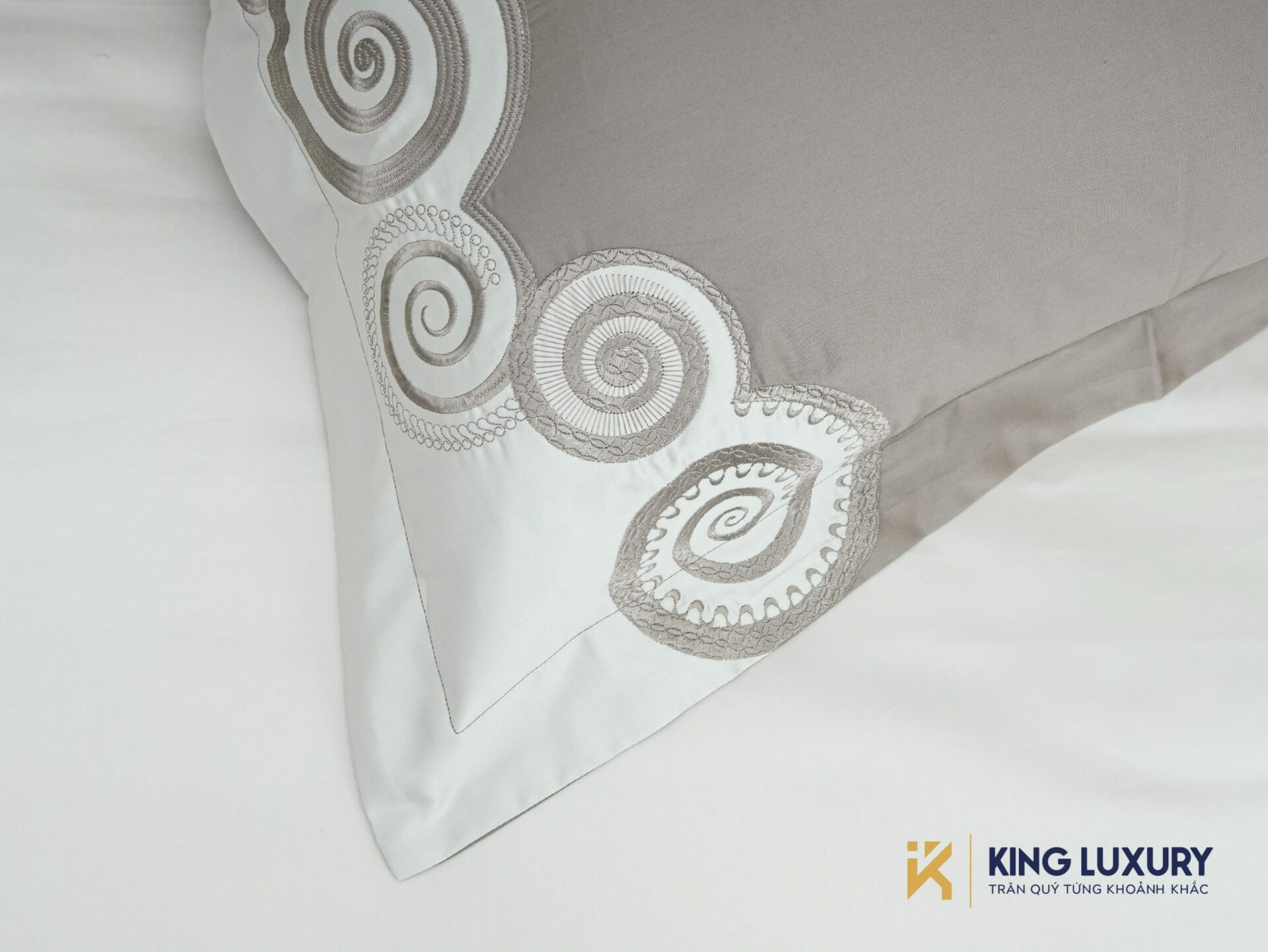 Bộ chăn ga Nature Home Cotton Marina Ghi Kem 3