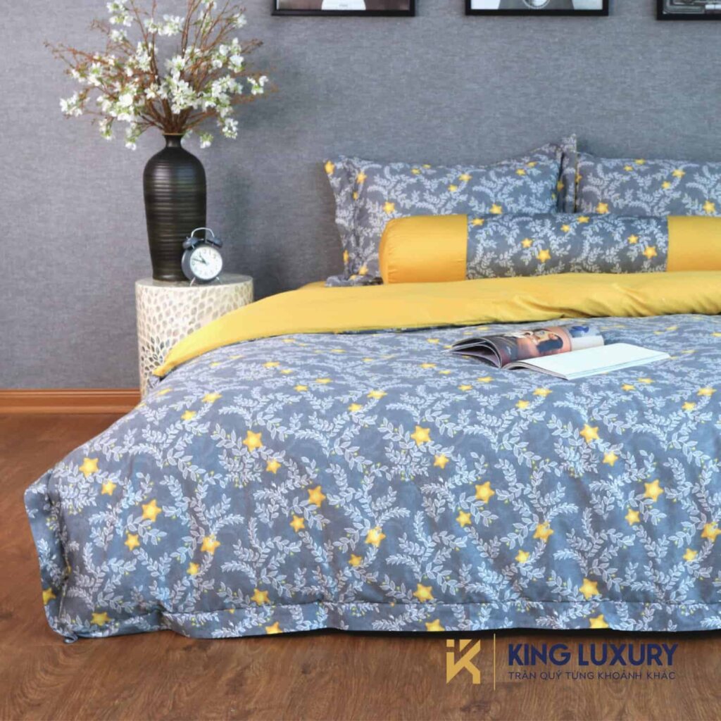 Bộ chăn ga Katakura Cotton Vàng Hoa Mai